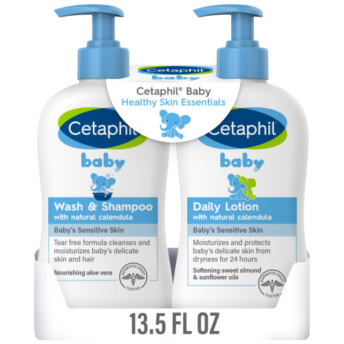Cetaphil Gentle Baby Bath Essentials Kit for Newborns, Includes Wash & Shampoo and Daily Lotion