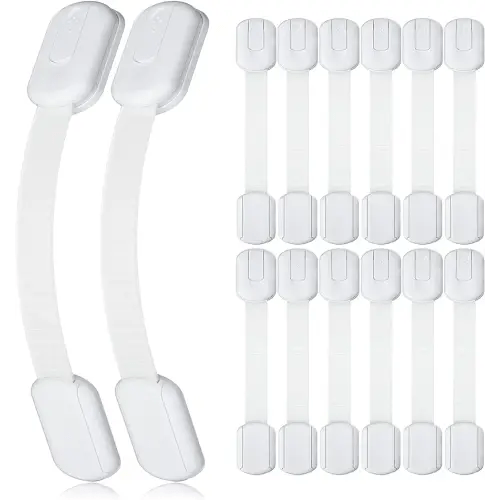 4our Kiddies Child Proof Cabinet Locks for Baby Proofing, 14 Pack Baby Proof Drawer Locks for Kids, Child Safety, Adjustable Child Locks for Cabinet and Drawers with 12 Extra 3M Adhesives, No Drilling