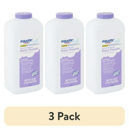 (3 pack) Equate Baby Cornstarch Baby Powder, Lavender and Chamomile Scent, 22 oz, Compare to the Ingredients of Johnson's® Baby Powder Lavender & Chamomile