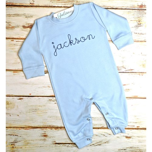 Baby Boy Coming Home Outfit, Monogrammed Romper, Personalized Baby Gift, Monogrammed Sleeper, Newborn Pictures