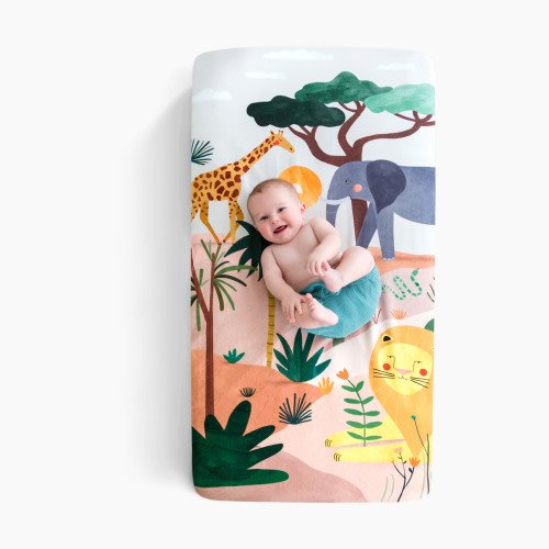Rookie Humans Cotton Sateen Crib Sheet - In The Savanna