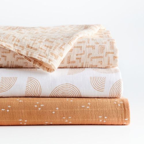 Pink Modern Organic Baby Swaddle Blankets, Set of 3