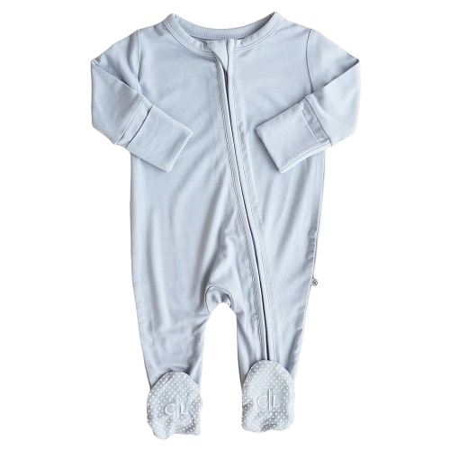 Caden Lane Zippered Baby Footie Pajamas, Soft Onesie Bodysuit with Feet & Double Zipper for Easy Diaper Change, Infant, and Toddler Footed One-Piece Jumpsuit, Mist Grey, 3-6 Months