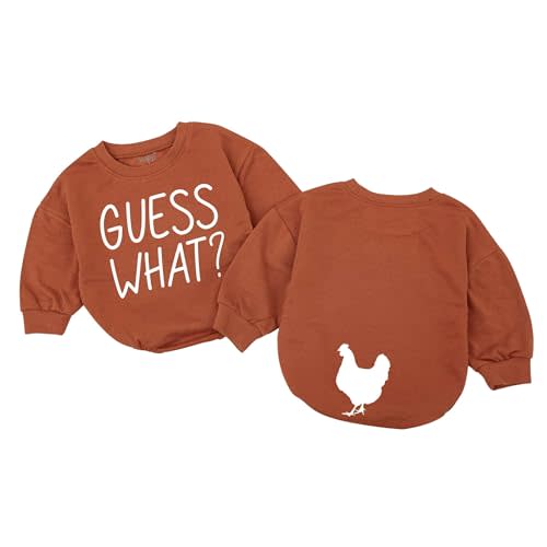 VFAZ Guess What Chicken Baby Bodysuit - Funny Romper Outfit Animal Front Back Cute Shower Gift Long Sleeve Newborn Toddler