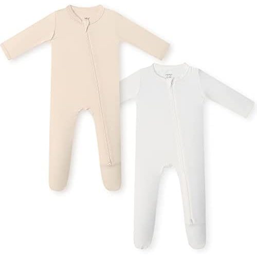 HAPIU Rayon from Bamboo Baby Footed Pajamas, 2 Way Zipper YKK, Footie for Baby Boy Girls, Newborn-24 Months