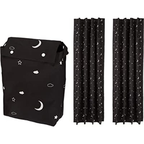 Amazon Basics Portable Blackout Curtain Shade with Suction Cups, 50" x 78", 2-Pack, Moon and Stars