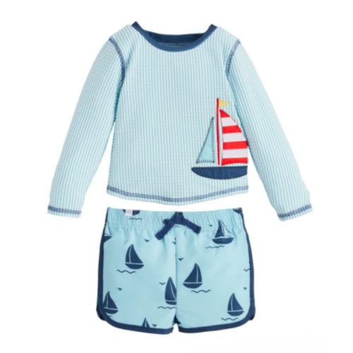 Boys' Sailboat Rash Guard Set