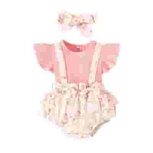 6-9 Months Baby Girl Outfit Sleeveless Summer Romper Daisy Print Baby Girl Clothes Girls' Round Neck Sleeveless Stripe Lace Patchwork Flower Print Jumpsuit Pink