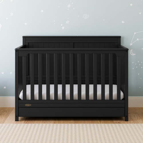 Graco Hadley 5-in-1 Convertible Baby Crib with Storage Drawer, Black