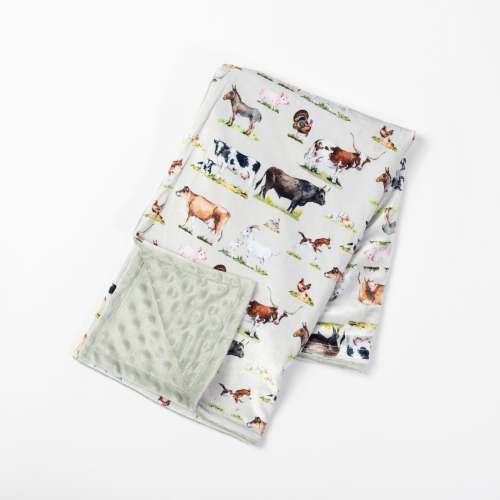 Watercolor Animal Minky Baby Blanket