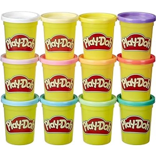 Play Doh Pastel Colors Bulk 12-Pack of 4-Ounce Cans, Party Favors, Easter Basket Stuffers for Girls & Boys, Kids Arts & Crafts, Preschool Toys, Ages 2+ (Amazon Exclusive)