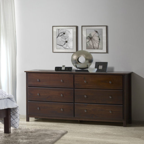Grain Wood Furniture Shaker 6 Drawer 63.8" W Solid Wood Double Dresser & Reviews | Wayfair