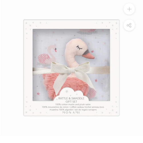 French Swan Blanket & Rattle Gift Set