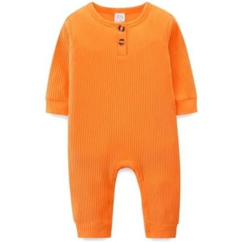 Unisex Newborn Clothes 0-12 Months Long Sleeve Snaps up Solid Ribbed Knit Baby Outfits