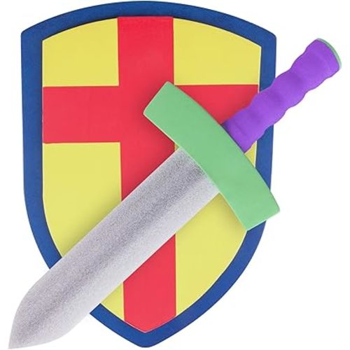 Super Z Outlet Children's Foam Toy Medieval Joust Sword & Shield Knight Set Lightweight Safe for Birthday Party Activities, Event Favors, Toy Gifts