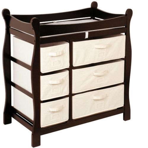 Badger Basket Sleigh Style Baby Changing Table with 6 Baskets (Espresso)