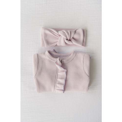 Organic Waffle Knit Ruffled Footie With Bow – Bella Berry Designs
