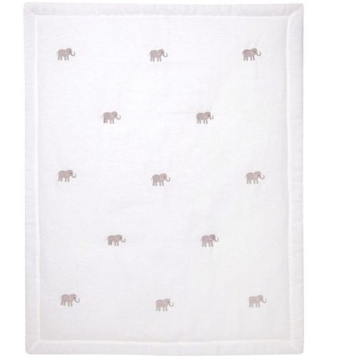 Lambs & Ivy Signature Elephant Creamy White Linen Embroidered Baby Crib Quilt