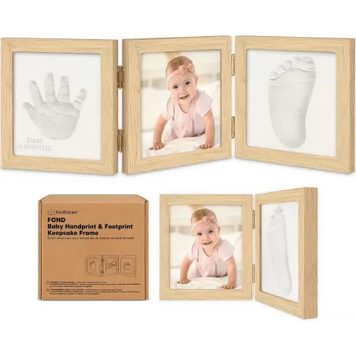 Baby Shower Gifts for Boys, Girls - Baby Hand and Footprint Kit, Newborn Handprint Kit, Keepsake Photo Frame, Nursery Picture Frame, Gender-Neutral Newborn Keepsake Gifts (Ash Wood)