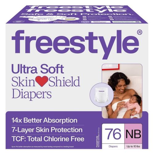 Single Box Freestyle Diapers Total Chlorine Free 14x Better Absorption Hypoallergenic  - Newborn - 76ct