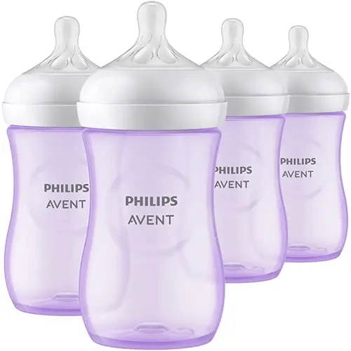 Philips AVENT Natural Baby Bottle with Natural Response Nipple, Purple, 9oz, 4pk, SCY903/34
