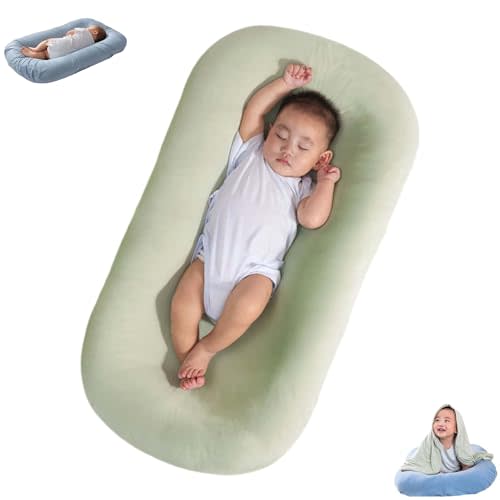 LBHGRMF Baby Lounger, Baby Pillows for Sleeping for Newborn, Infant Lounger Pillow,Baby Lounger for Newborn 0-24 Months, Soft Organic Breathable Lounger Pillow for Newborn Infants (Green 0-24 Months)