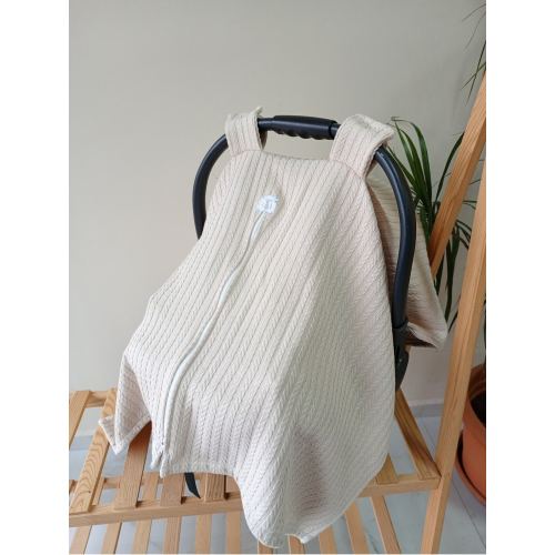 Knitted Cotton Canopy Cover, Unisex Baby Car Seat Canopy, Infant Car Seat Cover, Handmade Gift for Newborn , Car Seat Tent