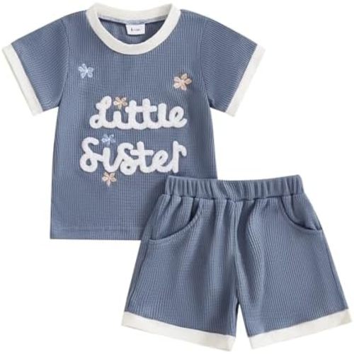 Toddler Baby Girl Clothes Floral Infant Summer Shirt Shorts Set Cute Big Sister Little Sister Matching Outfits