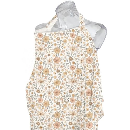 Konssy Muslin Nursing Cover for Baby Breastfeeding, Breathable 100% Cotton Breastfeeding Cover with Rigid Hoop for Mother Nursing Apron, Multi-use Carseat Canopy - Bouquet