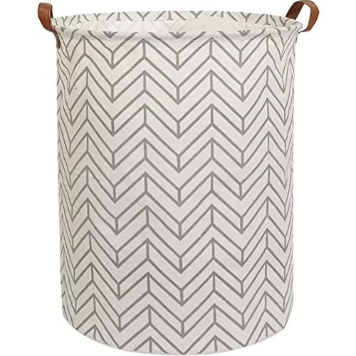 CLOCOR Large Round Storage Bin,Collapsible Storage Baskets, Dirty Laundry Hamper Baskets for Baby Boys and Girls, Office, Bedroom, Toys Nursery Kids Clothes Gift Basket (Grey geometry)