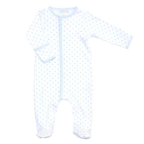 Blue Gingham Dotted Footie
