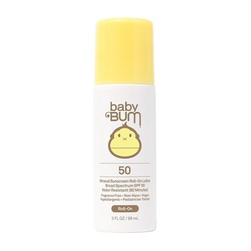 Baby Bum Mineral SPF 50 Roll-On Sunscreen | Vegan and Hawaii 104 Act Compliant (Octinoxate & Oxybenzone Free) Broad Spectrum Moisturizing UVA/UVB Easy Roller Ball Sunscreen Lotion - 3 Fl Oz (Pack of 1)
