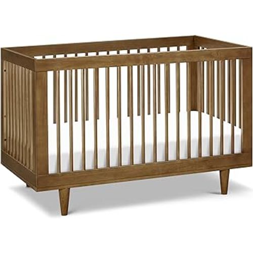 DaVinci Marley 3-in-1 Convertible Crib in Walnut Finish and Walnut Legs, Greenguard Gold Certified