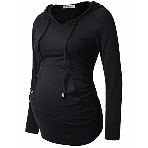 GINKANA Maternity Hoodie Long Sleeves Shirts Casual Maternity Top Pregnancy Sweatshirt Casual Clothes