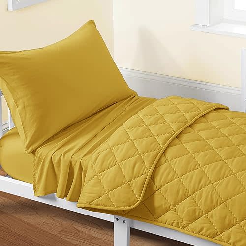 4 Pieces Toddler Bedding Set, Yellow