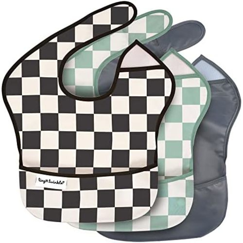Tiny Twinkle Mess-Proof Baby Bib - Waterproof Bib for Baby Boy or Girl - PFAS, PVC, BPA, Phthalate Free - Baby Food Bibs