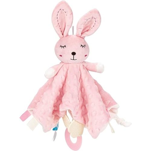 ZIGJOY Loveys for Babies Baby Security Blanket Soft Bunny Lovey for Girls Gifts Newborn Pink Lovie for Infant and Toddler, Rabbit