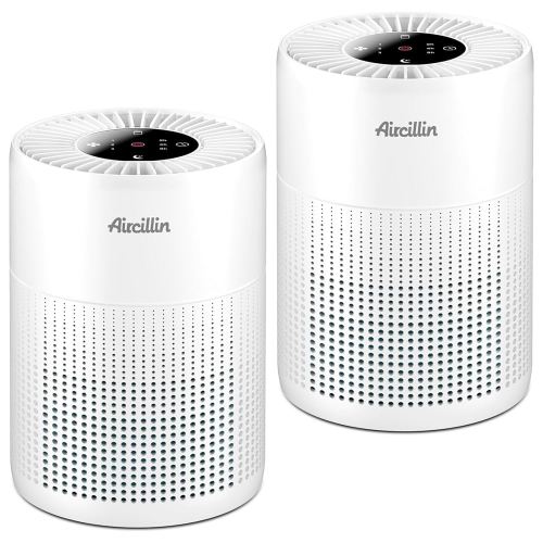 2 Pack Air Purifiers for Bedroom H13 True HEPA Air Filter Cleaner, Odor Eliminator, Remove Smoke Dust Pollen Pet Dander, Night Light For Home Living Room Dorm, Quiet 24dB Filtration System