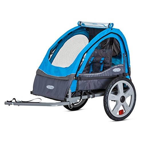 Instep Sync and Take 2 Bike Trailer for Kids, Single and Double Seat Options, 5-Point Harness, Folding Frame, Quick Release Wheels, Easy Storage, With Bug Screen & Weather Shield, Bike Attachment