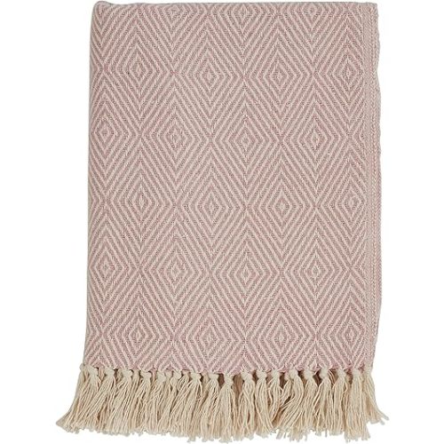 SARO LIFESTYLE Soft Cotton Diamond Weave Throw