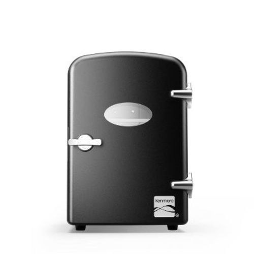 Kenmore 6 Can Mini Refrigerator: Countertop Tiny Fridge For Skincare & Makeup, 40°f Cooling, Black, 0.14 Cu Ft Capacity