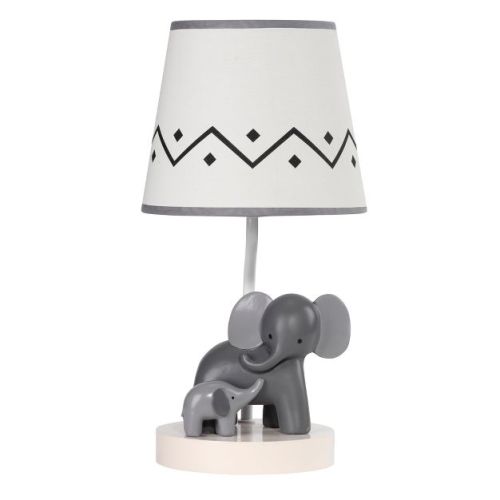 Lambs & Ivy Me & Mama White/gray Elephant Nursery Lamp With Shade & Bulb