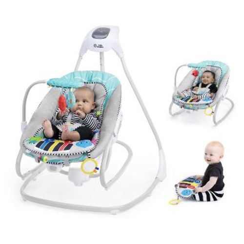 Baby Einstein Ocean Explorers Kick to It 4-in-1 Musical Swing & Rocker with Piano: Adjustable Speed, Detachable Toy Bar, Reclining Seat