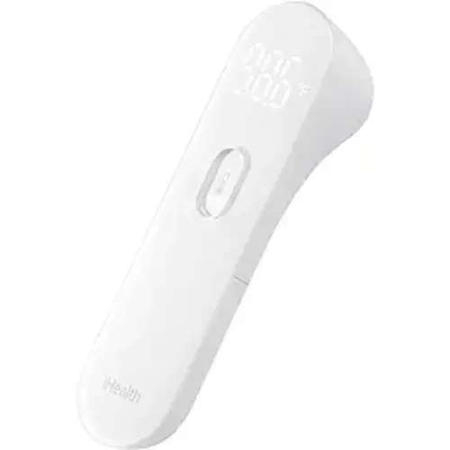 iHealth No-Touch Forehead Thermometer, Infrared Digital Thermometer for Adults and Kids, Touchless Baby Thermometer, 3 Ultra-Sensitive Sensors, Large LED Digits, Quiet Vibration Feedback, Non Contact - White