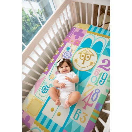 Pastel It&#39;s a Small World Crib Sheet, Disney Baby Crib Sheet, Disney Nursery Bedding, Baby Shower Gift, Baby Girl Gift, Baby Boy Gift