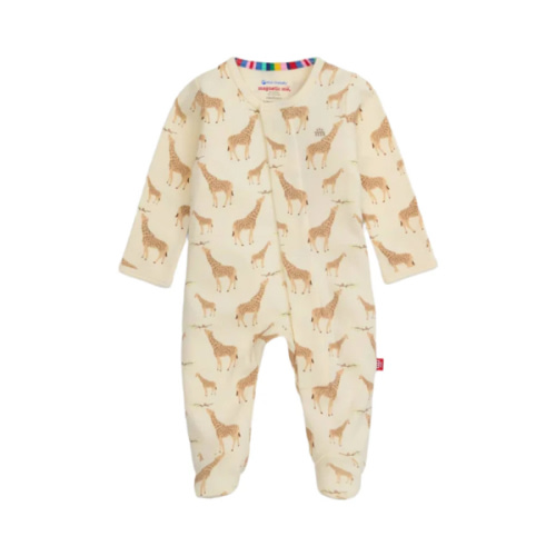 Cream Jolie Giraffe Organic Cotton Magnetic Footie by Magnetic Me – Pacifier Kids Boutique