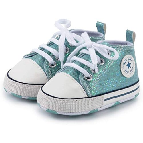 KIDSUN Unisex Baby Boy Girl Canvas Sneaker Soft Sole Infant Lace up Newborn Ankle Toddler First Walkers Crib Shoes