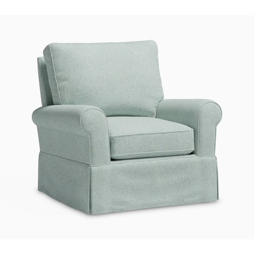 Comfort Upholstered Stationary Glider Performance Textured Chenille Aqua