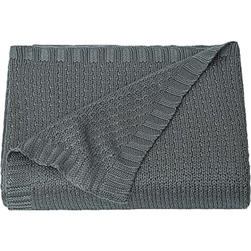 NTBAY Cooling Baby Blanket - Cable Knit Toddler Blanket - Rayon Derived from Bamboo, Soft and Breathable, 30x40 Inches, Dark Grey