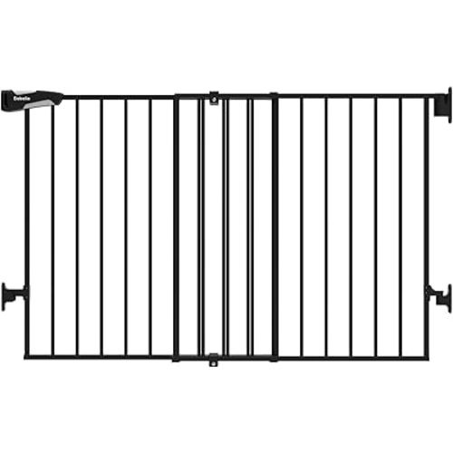 Babelio 31.5-55" No Bottom Bar Baby Gate Extra Wide, 2-in-1 Auto Close Dog Gate for The House, Stairs and Doorways, with Large Walk Thru Door, Black